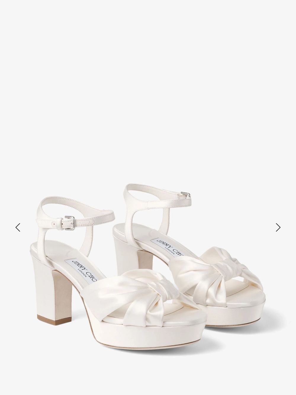 Jimmy Choo Cream Satin Knot Platform Sandals